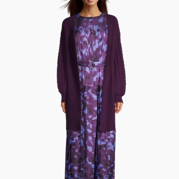 Misook Rib-Knit Balloon-Sleeve Cardigan Sweater - Picture 4 of 11